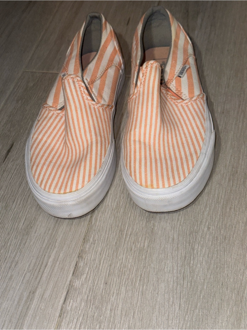 Vans Slip-On Sneakers in Orange & White Stripes - Picture 7 of 8